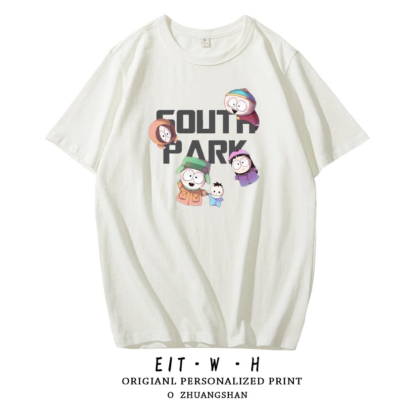 Футболка South Park с надписью Южный Парк, Kenny в коротком рукаве, одежда вокруг Kenny, полурукавная футболка