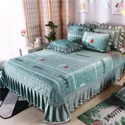 Mây nhung 1,5 m giường pha lê nhung trải giường ba bộ ren 3 mảnh cộng với nhung đôi san hô nhung - Trải giường