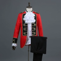 phong cách châu âu màu đỏ dát cạnh màu đen cung đình ăn mặc biểu diễn quần áo quân sự của nam giới ăn mặc biểu diễn quần áo của nam giới hoàng tử đỏ của quần áo ao khoac nam