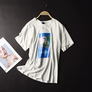 [2] G 16 mùa hè Hàn Quốc ngắn tay cổ tròn in lỏng trùm đầu áo sơ mi thời trang hoang dã T-Shirt nữ