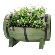 Thùng gỗ chậu hoa bằng gỗ thùng trống thùng bia chống ăn mòn gỗ hộp hoa chủ hoa bằng gỗ hoa máng hoa bình carbonized cắm hoa