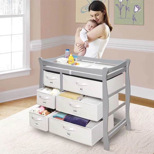 Детский пеленальный столик из натурального дерева, пеленка, массажер, ремень безопасности