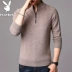 Playboy Men Winter Pure cardigan Tuổi trẻ Jacquard Nửa cao cổ đan áo len nam Zip Sweater - Áo len cổ tròn Áo len cổ tròn