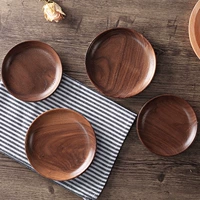 Đen walnut tray vòng khay trà phun sơn chống thấm tấm gỗ toàn bộ tấm gỗ trái cây khô tấm đĩa gỗ tấm đũa gỗ mun