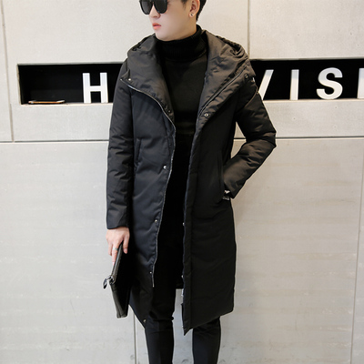 2017 mùa đông nam dài coat jacket triều Hàn Quốc phiên bản của dày mỏng Slim dài cotton thanh niên áo khoác trùm đầu áo kaki nam Bông