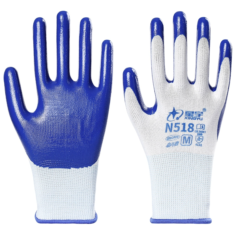 Xingyu Hongyu N539 găng tay cao su nitrile n529 chống dầu và chống thấm nước bảo hiểm lao động chống mài mòn bảo vệ thoáng khí găng tay chịu nhiệt 1000 độ bao tay cách nhiệt 