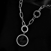 N235 Новое римское мю -ожерелье Серебряное цвет