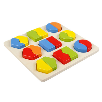 Gỗ ba chiều ghép hình hình học tấm đố của ba bảng màu mầm non đồ chơi giáo dục nhận thức Đồ chơi bằng gỗ