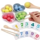 Montessori Preschool tay điện 3-6 tuổi Đũa Trân Châu Tong Yizhi đồ chơi bóng Clip cho trò chơi gia đình màu
