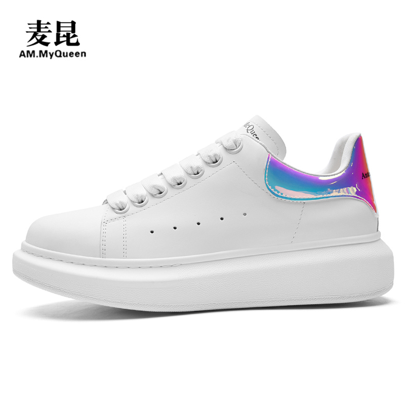 Blue TailMcQueen Little white shoes female 2021 Spring genuine leather Women's Shoes summer new pattern Internal elevation Thick soled shoes Versatile shoes male summer