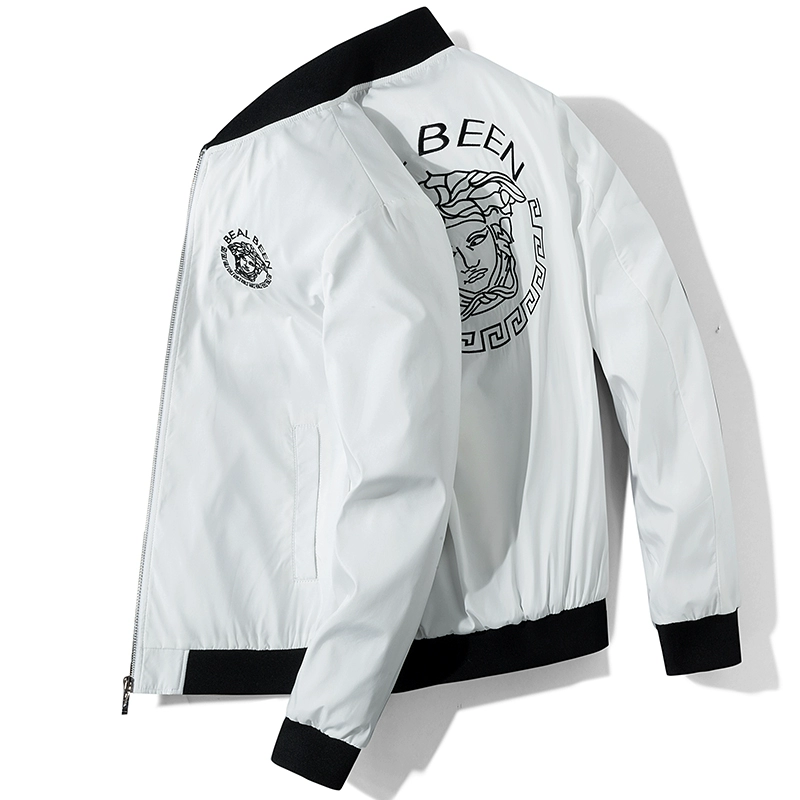 Châu Âu trạm thủy triều thương hiệu nam Medusa thêu áo bóng chày màu trắng đồng phục phi công chức năng áo khoác cộng với kích thước áo khoác mùa xuân - Áo khoác