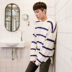 MRCYC lỏng áo len nam Hàn Quốc phiên bản của vòng cổ dài tay nam xu hướng áo thun sọc quần áo áo len dày Hàng dệt kim