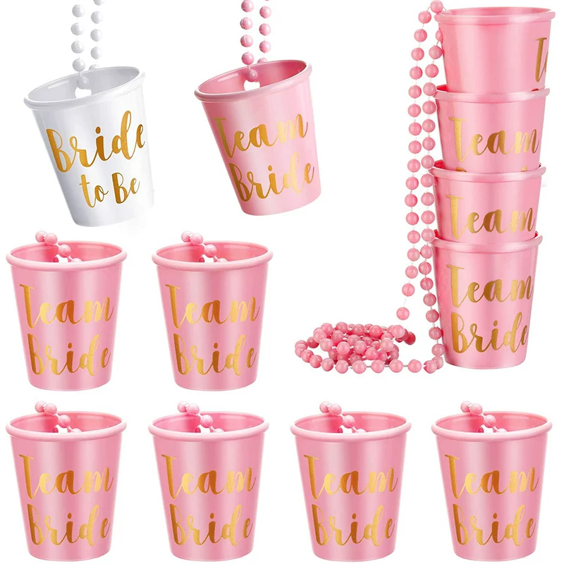 [1Set Team Bride To Be Cup Plastic Shot Glasses Necklace Bach]
