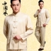 Tang phù hợp với nam Trung Quốc giản dị trang phục dân tộc mùa thu dài tay phù hợp với trung niên vải thô nam áo khoác gió kiểu đồ bộ may vải thun Trang phục dân tộc