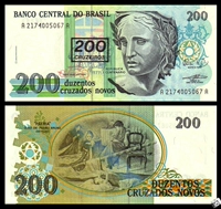 [Americas] thương hiệu mới UNC Brazil 200 Cruzero tiền giấy đóng dấu phiên bản của đồng tiền nước ngoài đồng tiền xưa