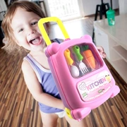 Trẻ em chơi nhà đồ chơi xe đẩy hành lý nấu ăn mô phỏng chơi nhà đồ chơi bé vali nhà bếp bộ