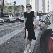 Trạm châu Âu 2019 phụ nữ mới Platycodon retro váy nhỏ màu đen hở tim máy xã hội váy hè - Sản phẩm HOT