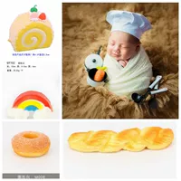 Новорожденная полнолуние детская фотография Шеф -повар Hat Mini Shovel Pot Flat Pan -Wrread Bun Метод прокат -штифт и верхняя часть опоры