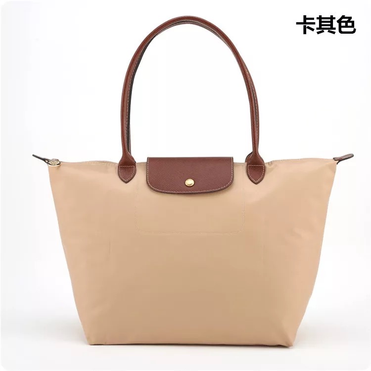 Khaki [Large]summer commute France classic Dumplings female nylon Tote Bag portable The single shoulder bag package female high-capacity Longxiang bag