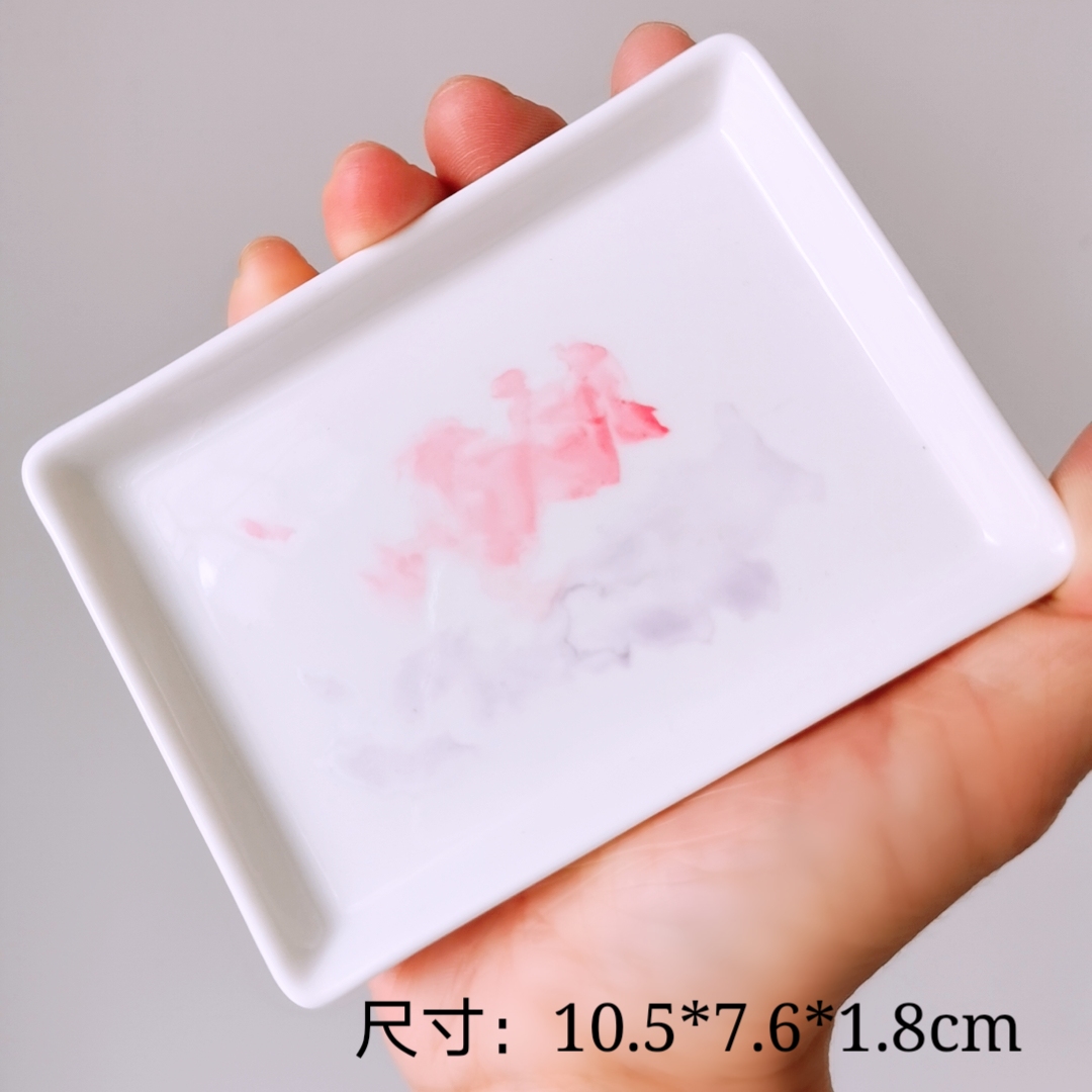 OrangeWatercolor Palette ceramics Oil Painting Traditional Chinese painting Painting pigment white Porcelain rectangle Three grid disc rose Palette