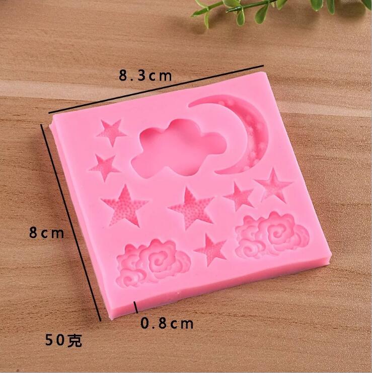 Cloud Moon Star Silicone MoldSugar cake Chocolates Silica gel mold Starfish clocks and watches Conch Half block Chocolates Button Hollow out five-pointed star love