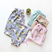 Mùa xuân và mùa hè mỏng cotton cotton lụa nữ nhà quần cotton nam cotton cao eo mềm mại quần ngủ lỏng lẻo gần - Quần tây