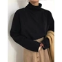 Mùa thu đông 2018 phiên bản mới của Hàn Quốc của màu rắn hoang dã retro lỏng lẻo dài tay áo nhỏ tươi cao cổ áo len áo len - Áo len thể thao / dòng may ao len nam