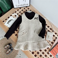 Осенний комплект, детский пуховик, модная юбка на девочку, в стиле Шанель, 2020, в западном стиле