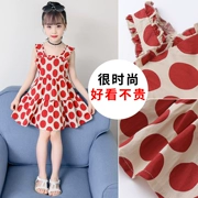 Đầm lụa cotton trẻ em cotton ngoại quốc trong những cô gái lớn trẻ em mát mẻ giản dị phiên bản Hàn Quốc của váy sóng mỏng - Váy