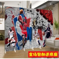 Ngôi sao bóng rổ NBA sáng tạo graffiti tường gạch tường Thể thao nền tường có thể gập màn hình phân vùng thời trang phòng khách hiên - Màn hình / Cửa sổ khung bảo vệ cửa sổ bằng gỗ