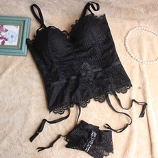 Утягивающее белье 小芬宫廷塑身衣文胸式聚拢性感紧身衣瘦身美体衣打底内衣套装黑