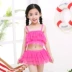 Cô gái chia áo tắm trẻ em bảo thủ bikini chống nắng màu rắn đơn giản Cô gái dễ thương áo tắm 5-10 tuổi - Bộ đồ bơi của Kid đồ bơi trẻ em Bộ đồ bơi của Kid