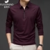 Rich Bird Mulberry Silk Áo phông dài tay Nam giới Kinh doanh Mùa thu / Đông Giản dị Băng Lụa ve áo T-shirt Tơ lụa Polo ao khoac nam Suit phù hợp