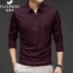 Rich Bird Mulberry Silk Áo phông dài tay Nam giới Kinh doanh Mùa thu / Đông Giản dị Băng Lụa ve áo T-shirt Tơ lụa Polo ao khoac nam