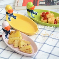 Керамика утиная утиная картофельная доска детский мультипликационный завтрак маленькая тарелка суши