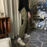 Xiaoming bene mùa thu Nhật Bản retro kaki dụng cụ gió lỏng thẳng eo cao chín điểm quần chân rộng nam nữ