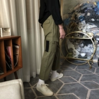 Xiaoming bene mùa thu Nhật Bản retro kaki dụng cụ gió lỏng thẳng eo cao chín điểm quần chân rộng nam nữ quần short jean nam