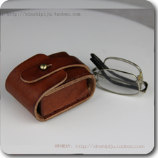 Ящики для хранения очков 真皮老花镜包头层硬牛皮折叠眼镜盒纯手工缝制抗压防摔复古风格