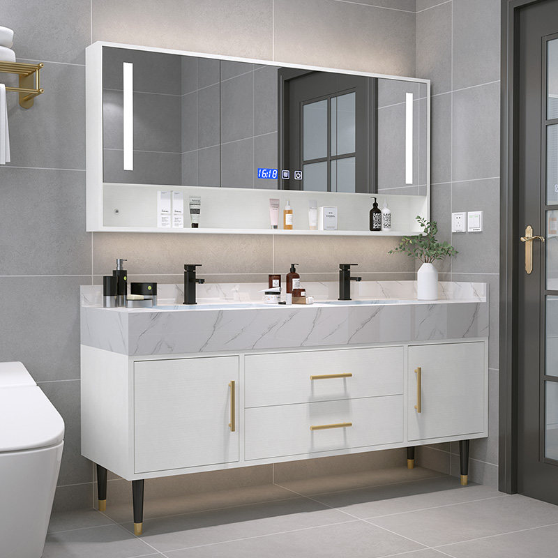 gương nhà tắm có tủ Tủ gương nhà tắm có đèn led tone trắng đơn giản hiện đại tủ gương trong phòng tắm