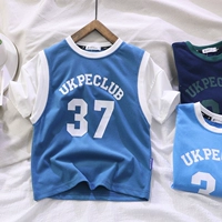 Детский цветной мягкий комплект, спортивная летняя футболка для мальчиков с буквами, детская одежда, короткий рукав, в корейском стиле