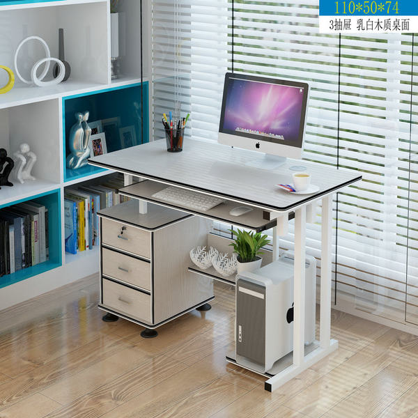 1.1m milky white wooden countertop 3 drawers