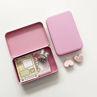 Розовая японская настольная маленькая коробка для хранения, жестяная коробка, канцтовары, заколка для волос, система хранения