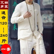 Trung quốc phong cách Trung Quốc người đàn ông béo linen Tang phù hợp với cộng với phân bón XL bông và vải lanh phù hợp với Hanfu trang phục dân tộc nam GI