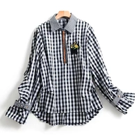 GAO cuối thích hợp thiết kế ~ Harajuku phong cách hỗ trợ cao xù dài tay áo áo sơ mi đen nữ