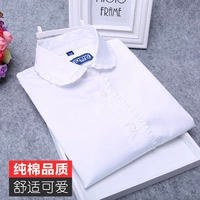 Cô gái áo sơ mi trắng cotton dài tay Hàn Quốc ren hiển thị mùa xuân và mùa hè mới áo sơ mi trắng đồng phục học sinh áo sơ mi trắng quần áo trẻ con