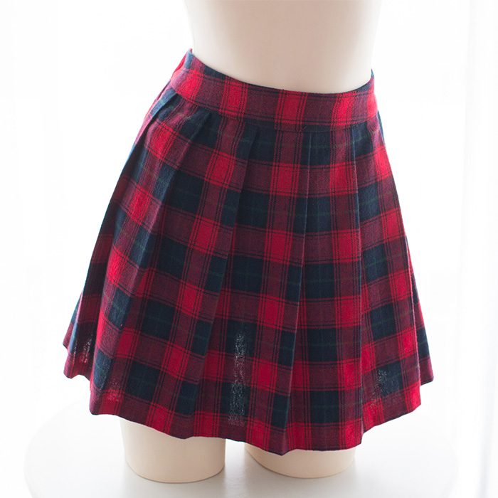 Red Grid 38Cmexceed MINI Pleats lattice UltraShort  Mini Skirt sexy lovely Mini Short skirt varied length Optional