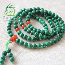 Украшения на руку 肖雅斋 天然a货孔雀石108颗佛珠手链 6mm多圈手串