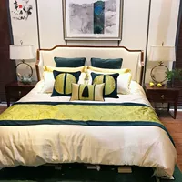Новая китайская кровать с твердым деревом современной минималистской двуспальной кровати 1,8 метра большая кровать сплошной дерево белая восковая спальня Свадебная кровать сплошная древесная кровать