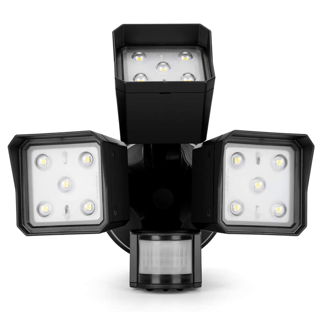 Góc có thể được điều chỉnh theo ý muốn! Đèn pha cảm biến chuyển động LED 45 watt cũ của Mỹ Đèn sân vườn siêu sáng 3 đầu cảm biến hồng ngoại 220v công tắc cảm biến hồng ngoại 220v