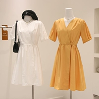 Приталенный корсет, платье, юбка, V-образный вырез, по фигуре, подходит для подростков, коллекция 2021, рукава фонарики, французский стиль
